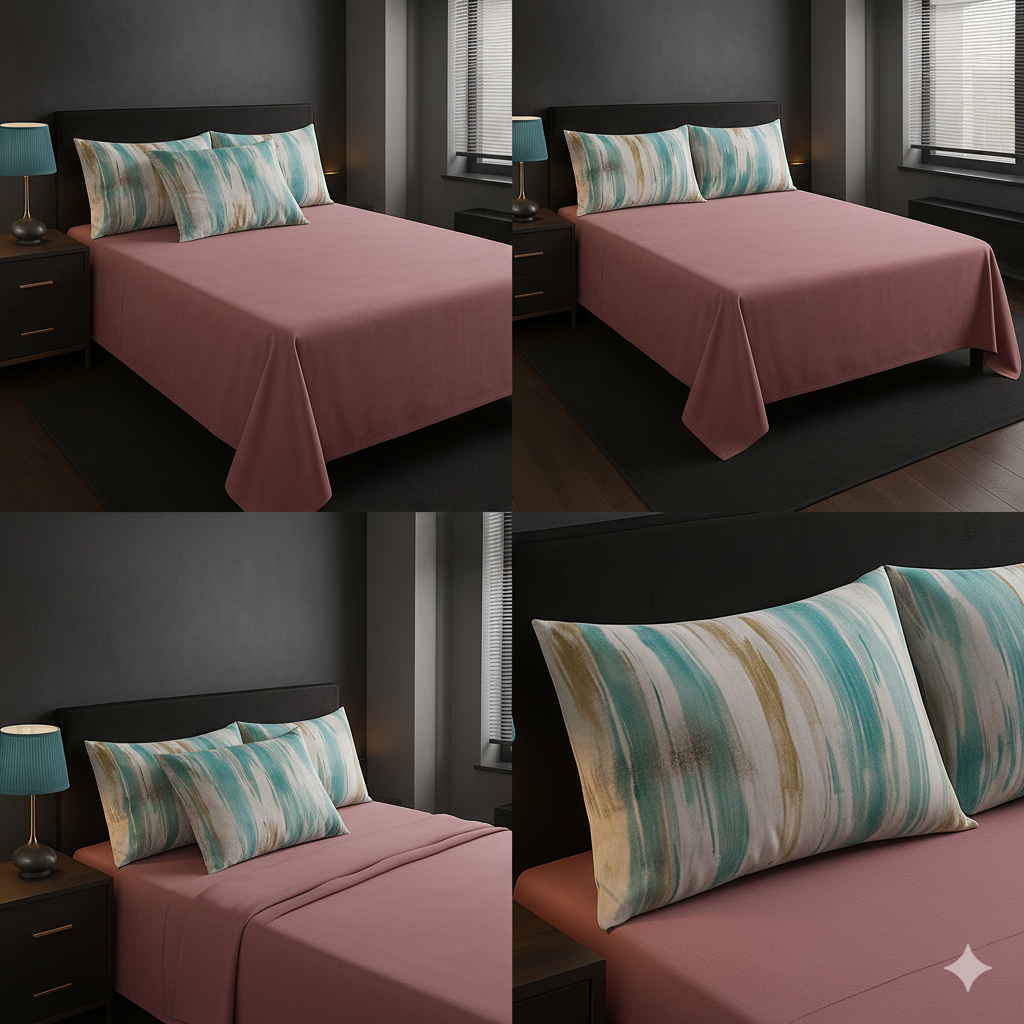 Plain Bedsheet with desinged pilowcovers