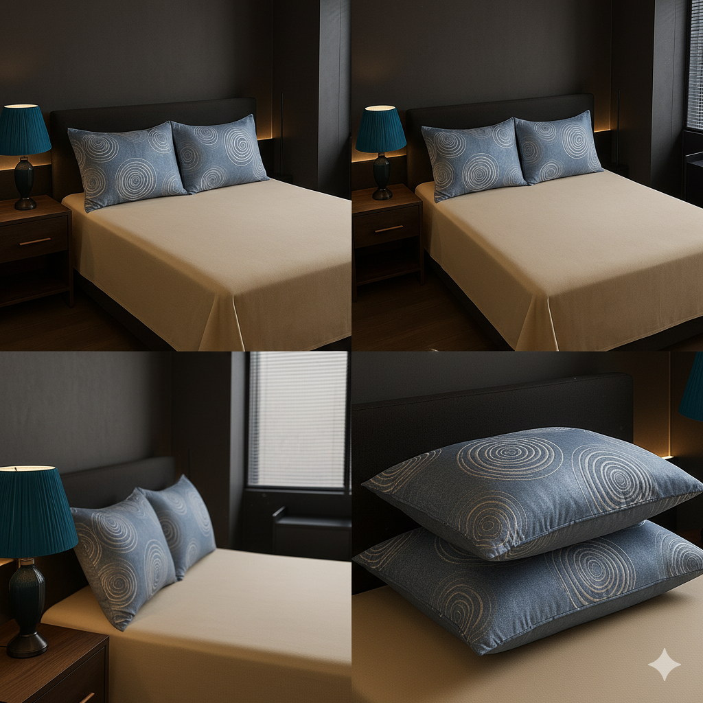Plain Bedsheet with desinged pilowcovers