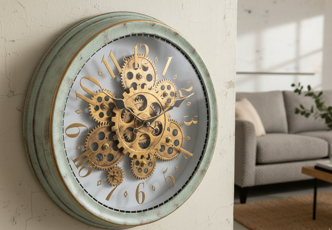 Vintage Gear Wall Clock – Timeless Mechanics Meets Modern Elegance