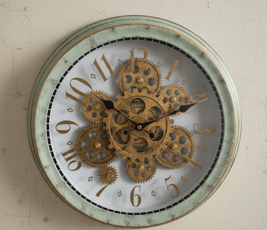 Vintage Gear Wall Clock – Timeless Mechanics Meets Modern Elegance