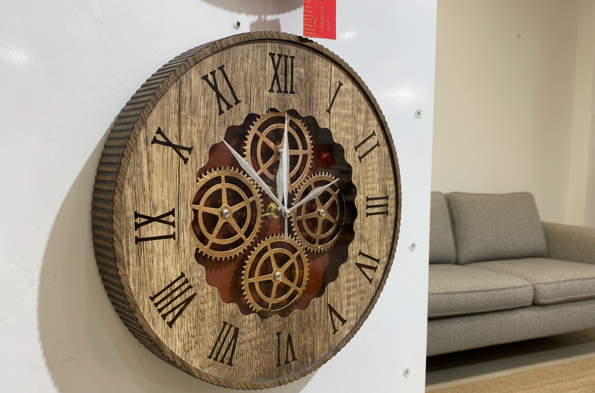 Rustic Gear-Driven Wall Clock – Where Craftsmanship Meets Character