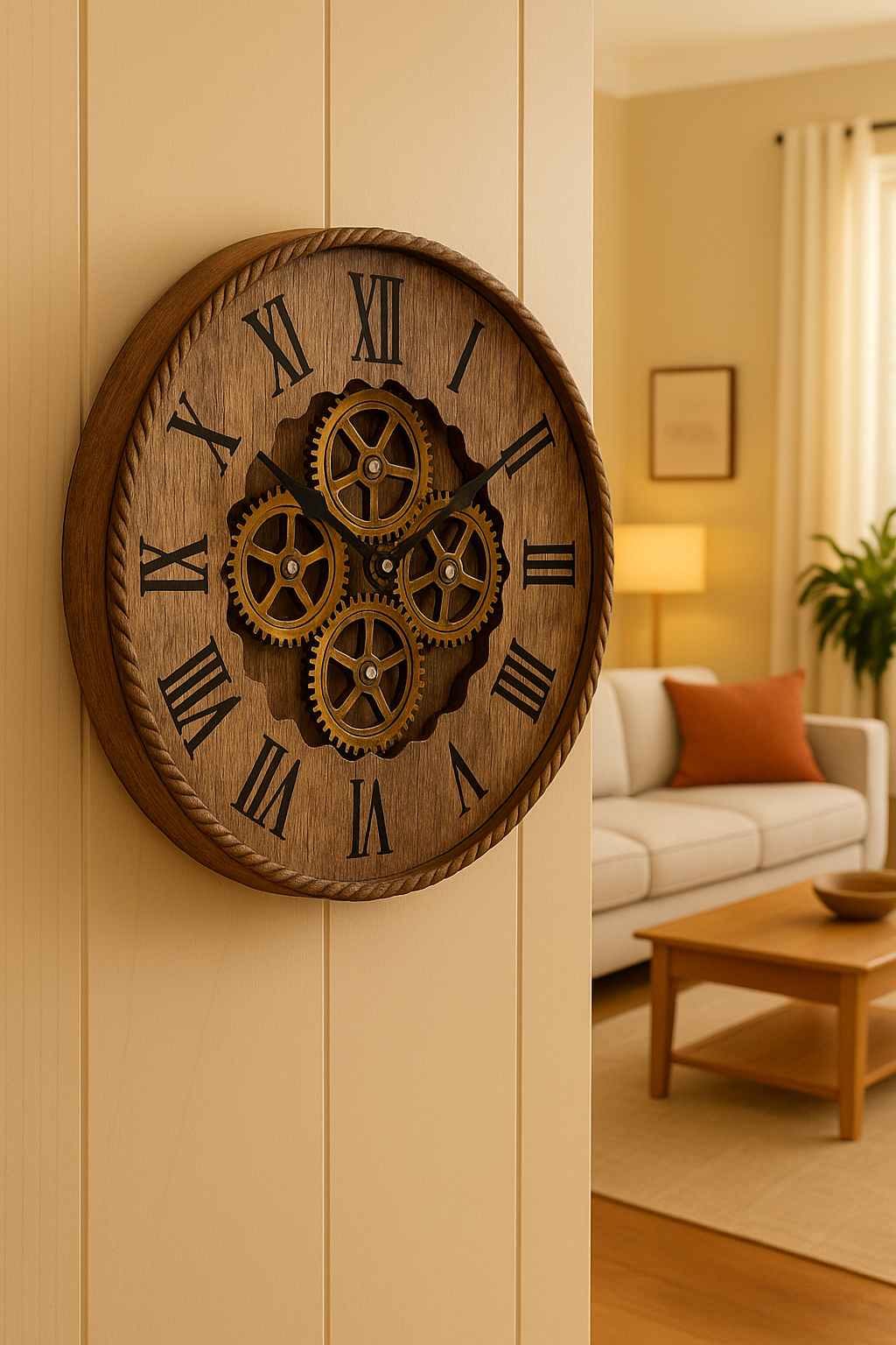 Rustic Gear-Driven Wall Clock – Where Craftsmanship Meets Character