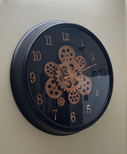 Vintage Gear Wall Clock with 3D Moving-Gear Look | Silent Quartz Movement | Premium Decorative Wall Clock – Available in Antique Gold, Bronze & Black Variants