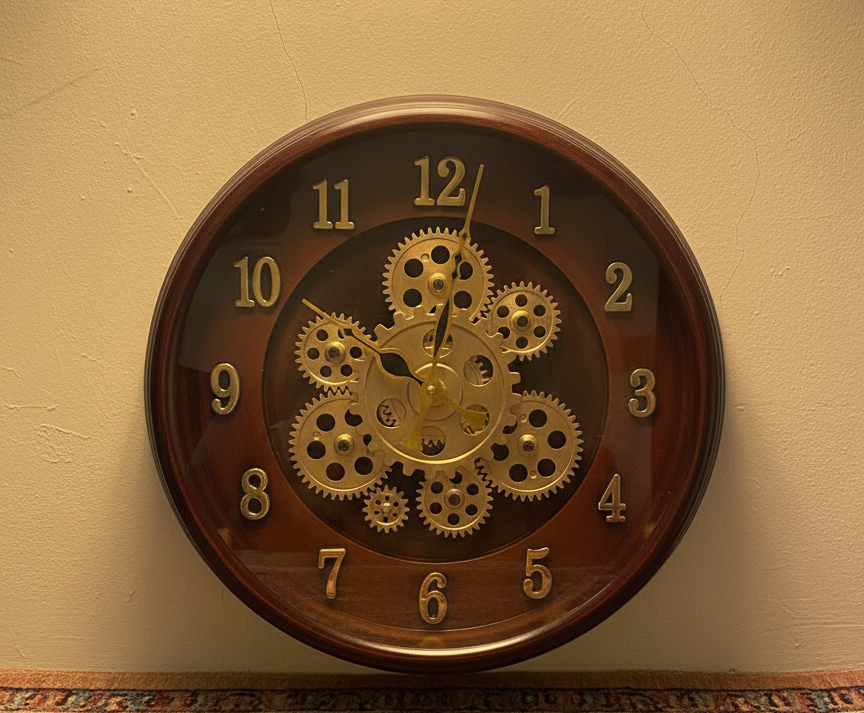 Vintage Gear Dial Wall Clock for Living Room, Office & Café Décor