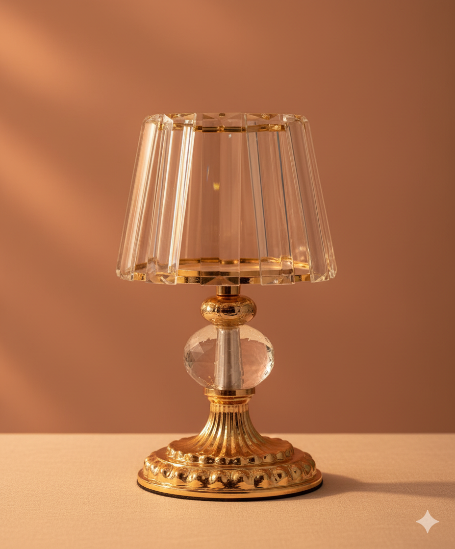 Luxury Crystal-Cut Golden Lamp