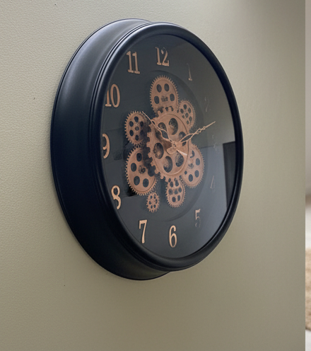 Vintage Gear Wall Clock with 3D Moving-Gear Look | Silent Quartz Movement | Premium Decorative Wall Clock – Available in Antique Gold, Bronze & Black Variants