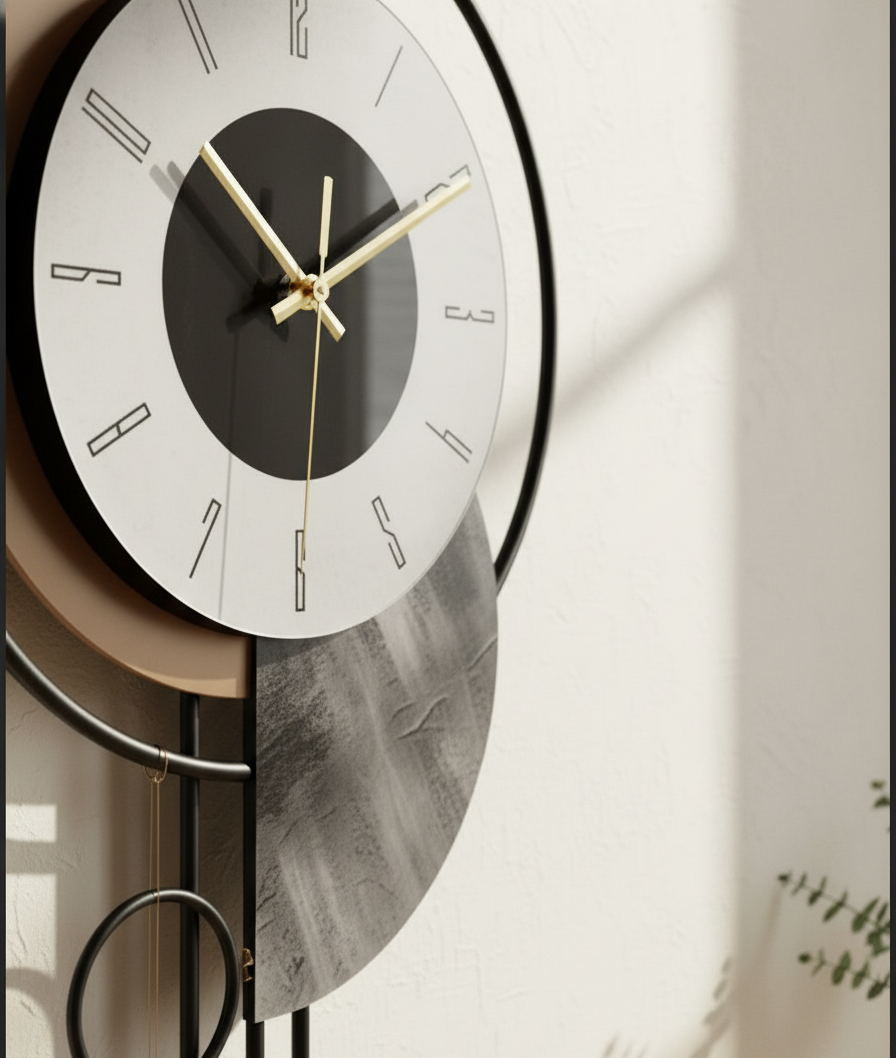 Modern Geometric Wall Clock with Metal Frame  70×32 cm  Designer Abstract Style  Silent Sweep Movement  Premium Home & Office Décor