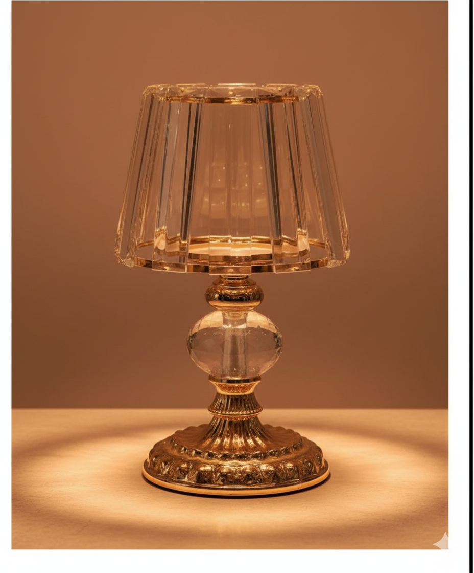 Luxury Crystal-Cut Golden Lamp