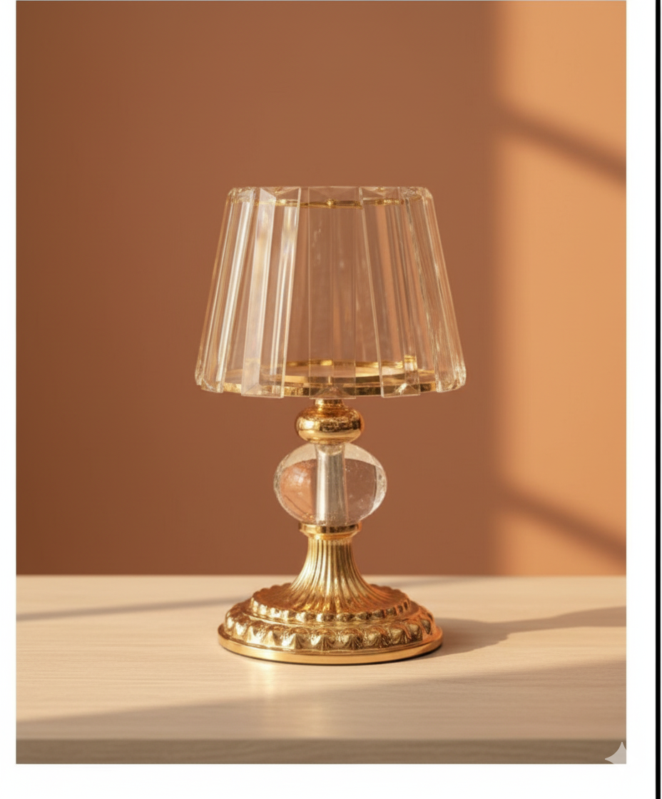 Luxury Crystal-Cut Golden Lamp