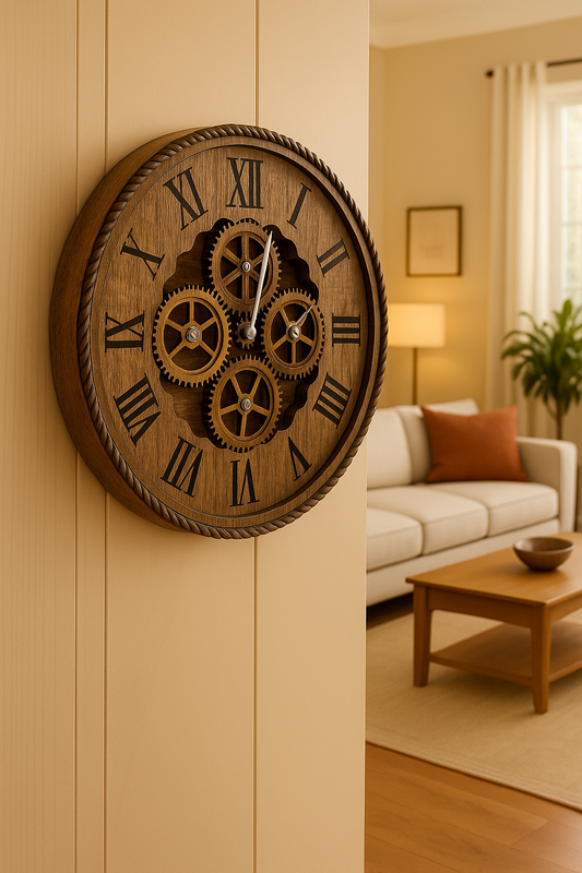 Rustic Gear-Driven Wall Clock – Where Craftsmanship Meets Character