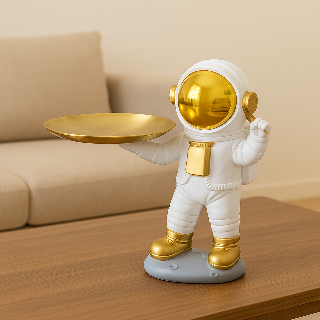 Astronaut Serving Tray Décor – Futuristic Function Meets Earthy Elegance