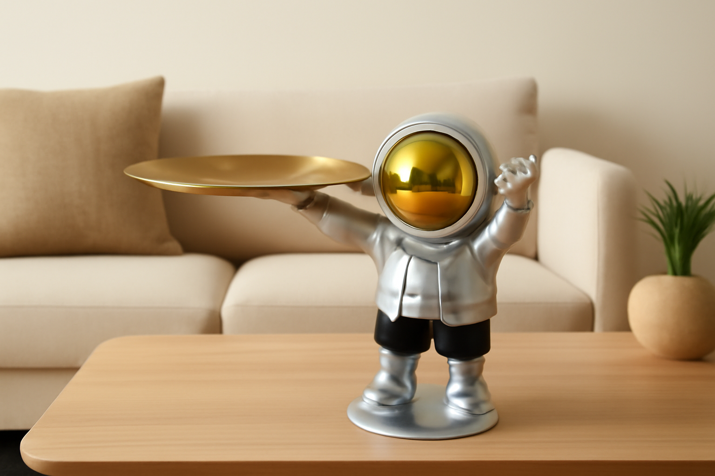 Astronaut Serving Tray Décor – Futuristic Function Meets Earthy Elegance