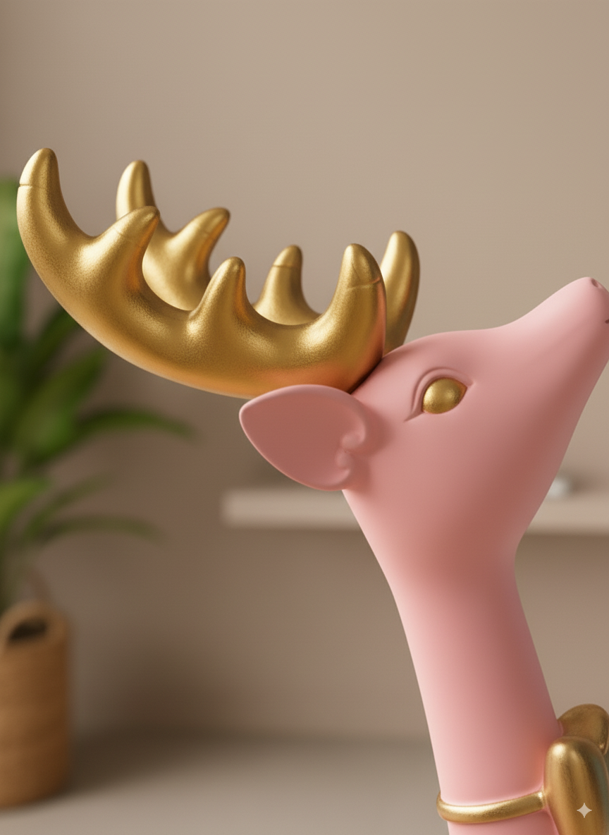 Playful Pastel Reindeer Duo Figurines a whimsical, modern centerpiece that adds joy, color, and a touch of festivity to shelves, consoles, and nurseries while staying stylish year-round