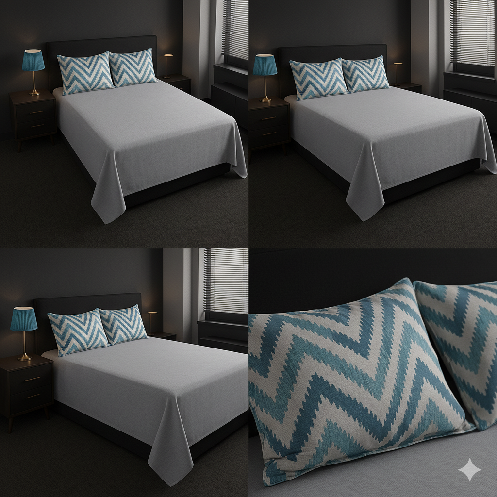 Plain Bedsheet with desinged pilowcovers