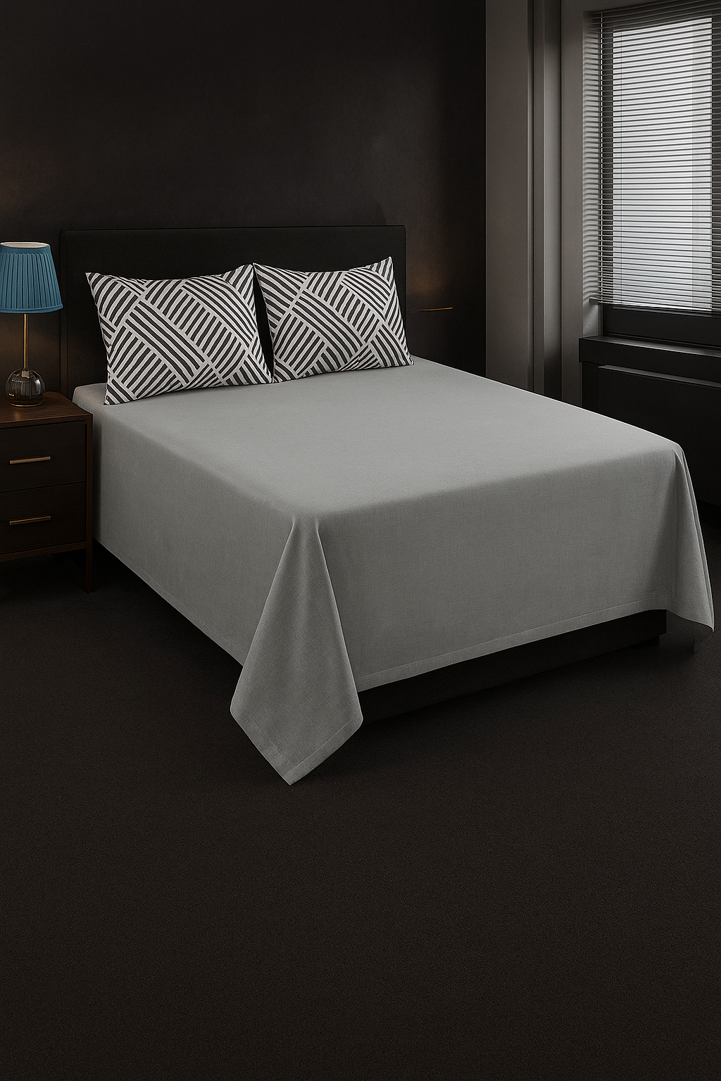 Premium Cotton Solid Bedsheet with Soft Finish & 2 Pillow Covers