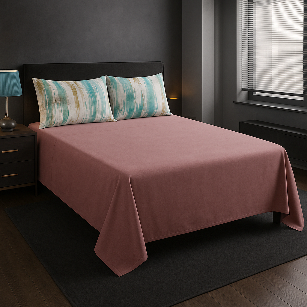 Premium Cotton Solid Bedsheet with Soft Finish & 2 Pillow Covers