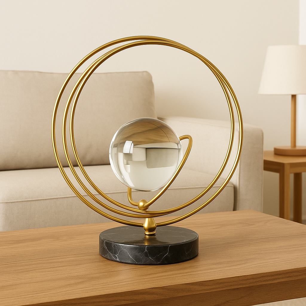 Modern Orbit Sphere Sculpture  Dynamic Elegance for Your Home