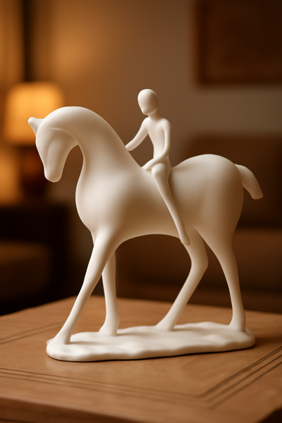 Elegant Minimalist Horse & Rider Figurine — a serene, modern accent that anchors any space with quiet sophistication and a warm