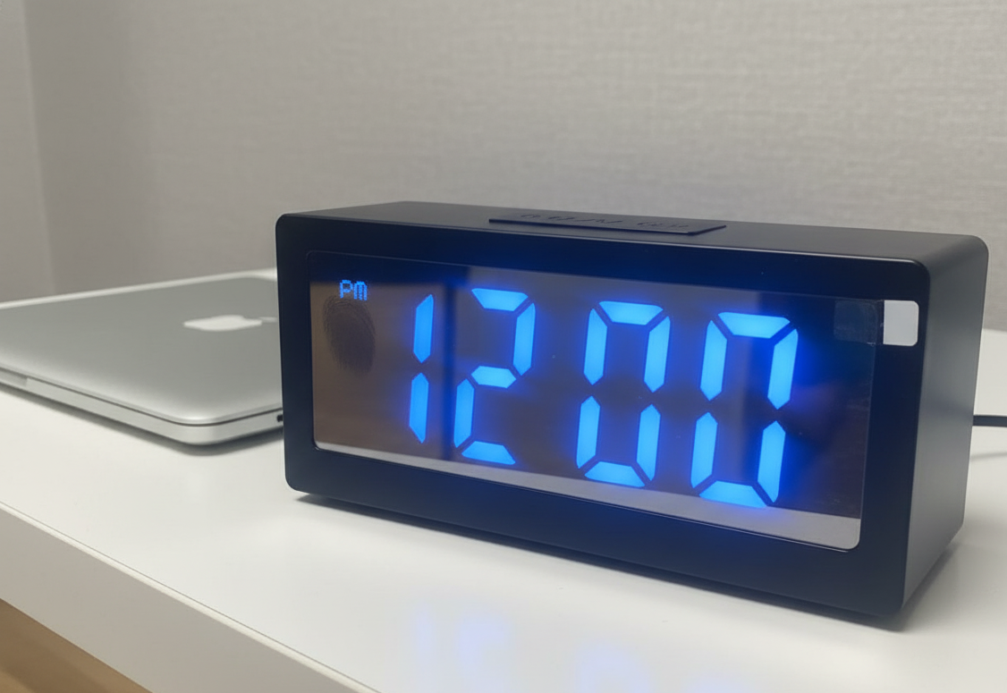 Large LED Digital Alarm Clock with Multi-Color Display | Big Screen Time Display, Snooze Button, Adjustable Brightness, Temperature & Date, USB Powered with Battery Backup, Modern Bedside/Table Clock