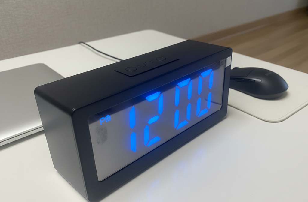 Large LED Digital Alarm Clock with Multi-Color Display | Big Screen Time Display, Snooze Button, Adjustable Brightness, Temperature & Date, USB Powered with Battery Backup, Modern Bedside/Table Clock