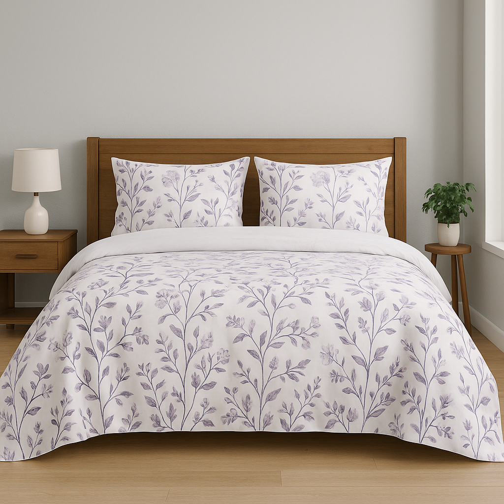 Deep blue bedsheet set with Geometric pattern