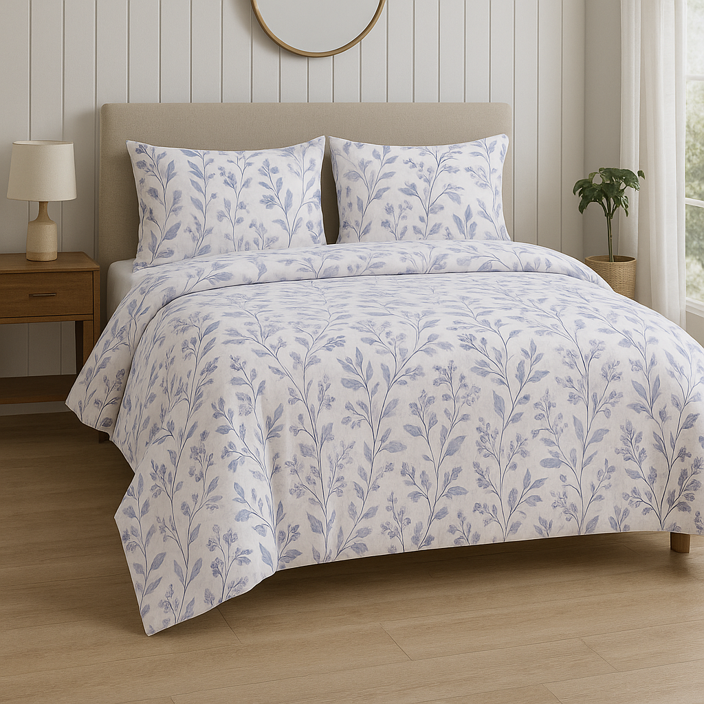 Deep blue bedsheet set with Geometric pattern