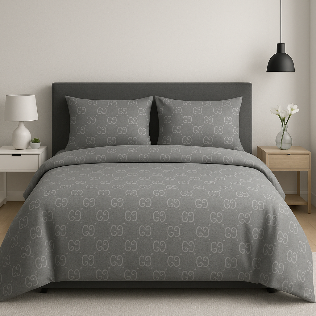 Deep blue bedsheet set with Geometric pattern