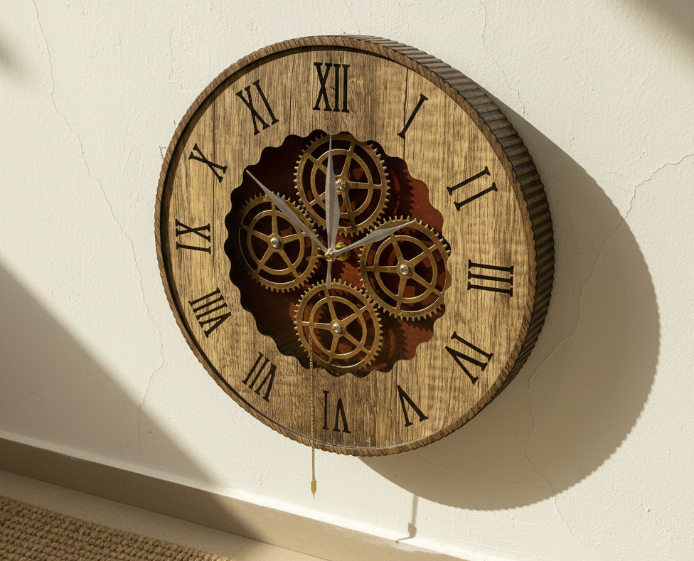 Rustic Gear-Driven Wall Clock Where Craftsmanship Meets Character