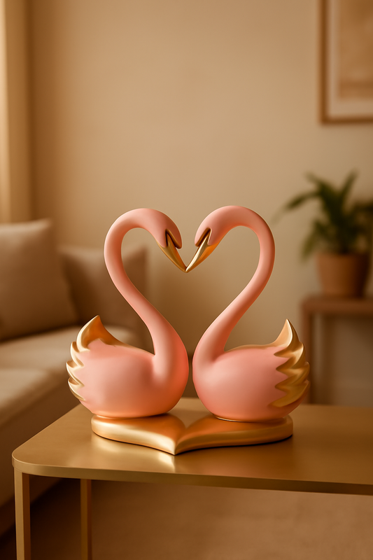 Romantic Pink Swan Couple Figurines — a graceful statement of everlasting love and serene harmony, crafted to be the elegant focal point of any roo