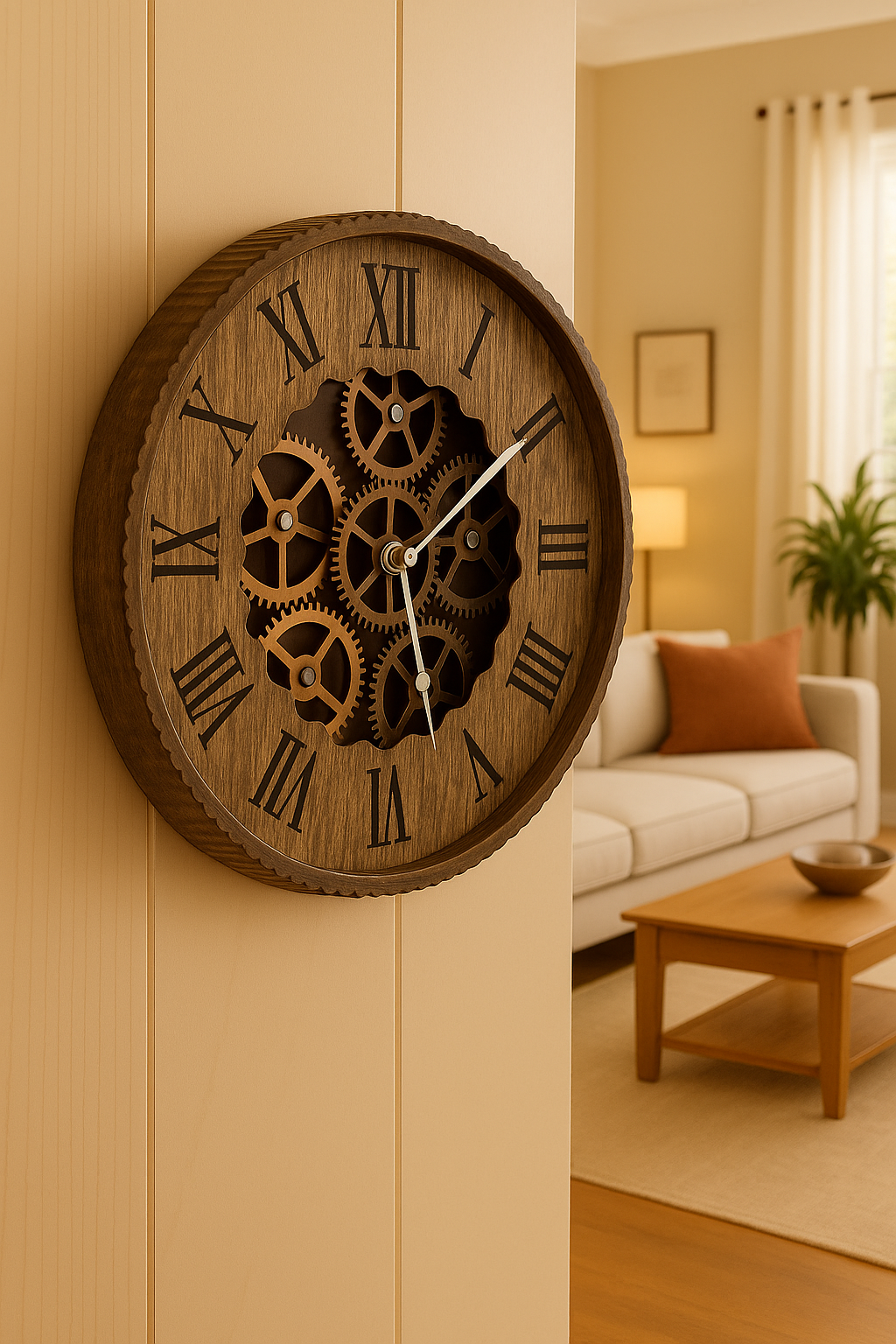 Rustic Gear-Driven Wall Clock – Where Craftsmanship Meets Character